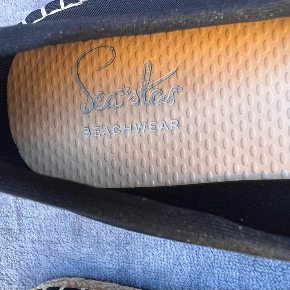 Sea Star Beachwear Womens Shoes Sz 10 Slip On Espadrille Flats Black Water Shoes